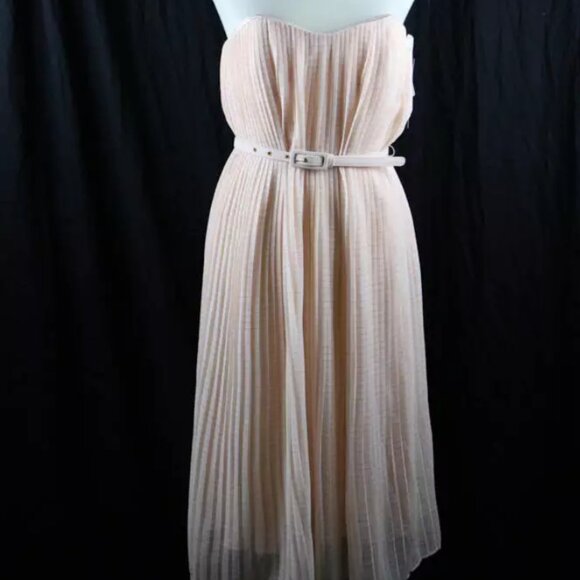 French Connection pink pleated strapless dress sz 6 - Picture 1 of 8